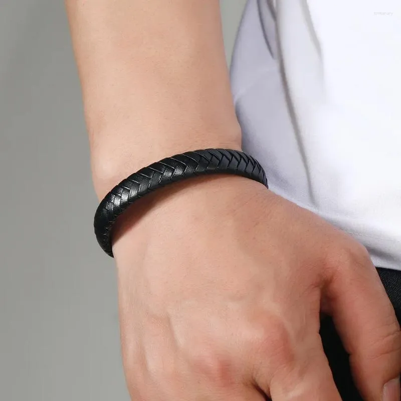 Bedelarmbanden Mode-sieraden Eenvoudig geweven lederen herenarmband Magneetgesp PU-touw Veelzijdig