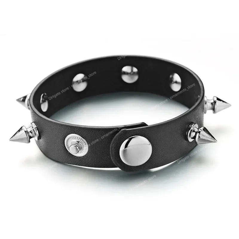 Pulsera puntiaguda única Remache de una hilera Punk Gothic Rock Pulseras unisex Brazaletes Joyería de moda Pulsera S415 Joyería de modaPulseras pico