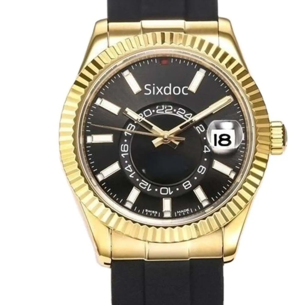 Klassiskt automatiskt kvinnors mekaniska digitala kronograf Silikonläderpläterat keramiskt grönt svart medium stort timepiece armbandsur