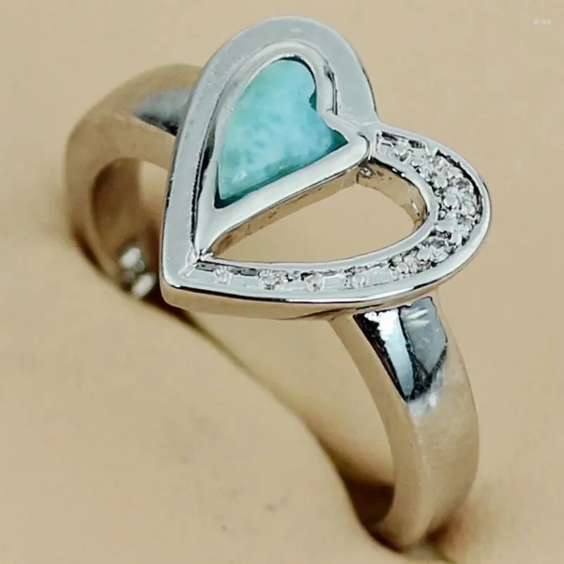 Cluster Rings Fleure Esme Larimar Engagement Wedding Jewelry & Accessories For Women Lovely Promotion Rhodium Plated R3534 Size 6 7 8 9