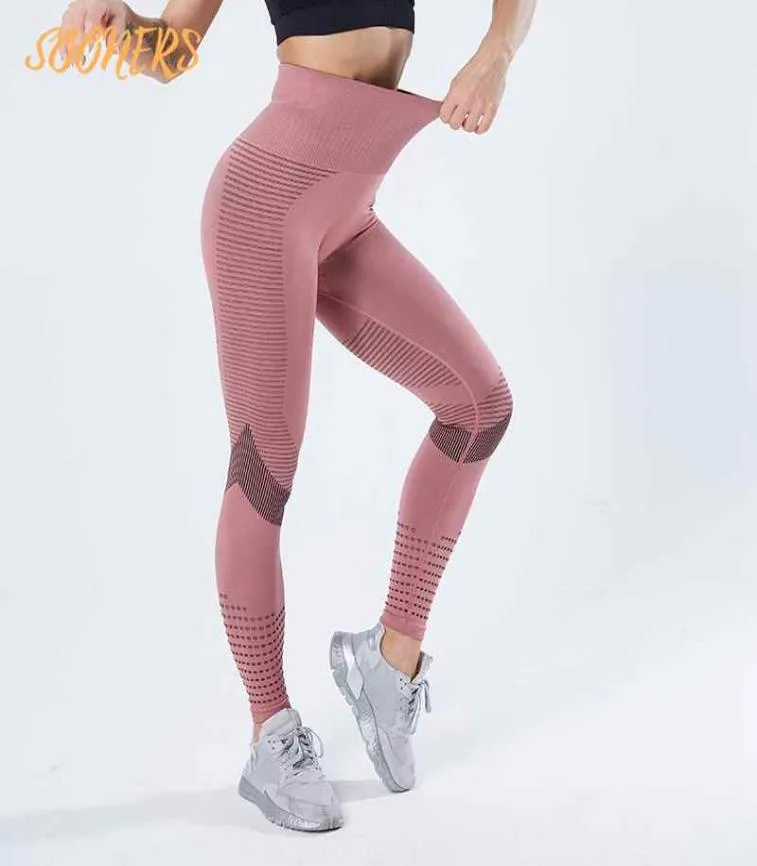 SOONERS YOGA OUTFIT SHAPING WOMENSシームレスフィットネスレギンス通気性タイツハイウエストエラスティックホロージョギングパンツワークアウト1930985