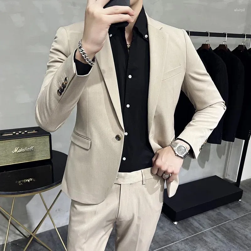 Abiti da uomo Primavera Autunno Abito di alta qualità Casual Business Abito da sposa da sposo Smoking stile britannico per uomo Moda classica