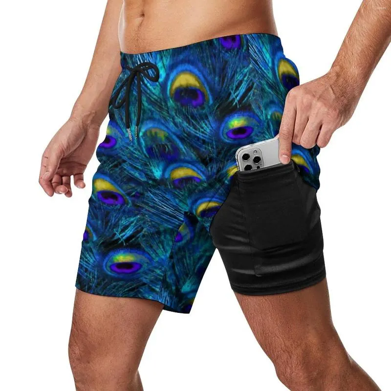 Gym Clothing Peacock Feather Board Shorts Summer Animal Print Sports Surf Beach Men Fast Dry Casual Printed Oversize Swim Trunks