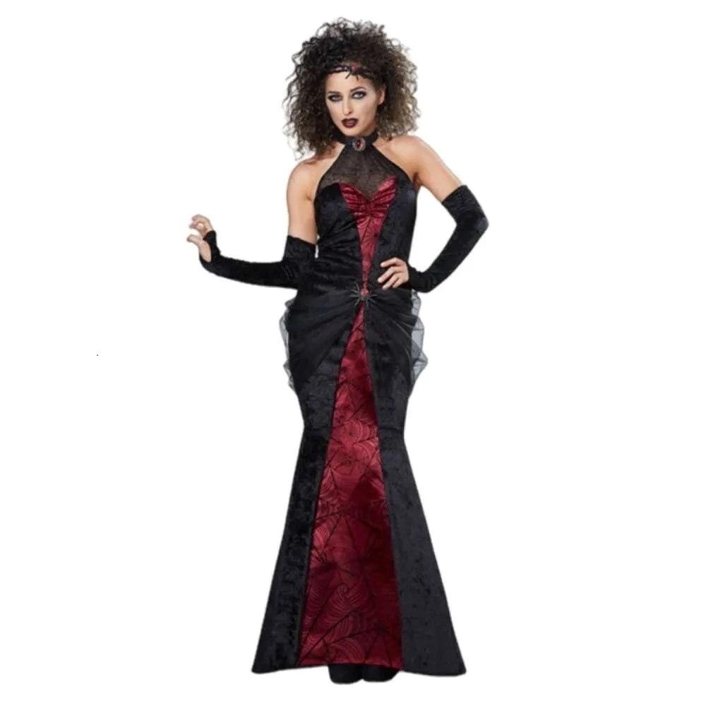 Kostium Halloween kostium cosplay halloween horror panna młoda kostium seksowna wisząca szyja fishtail spódnica Venocious Queen Vampire Spider Spirit Performance Costume
