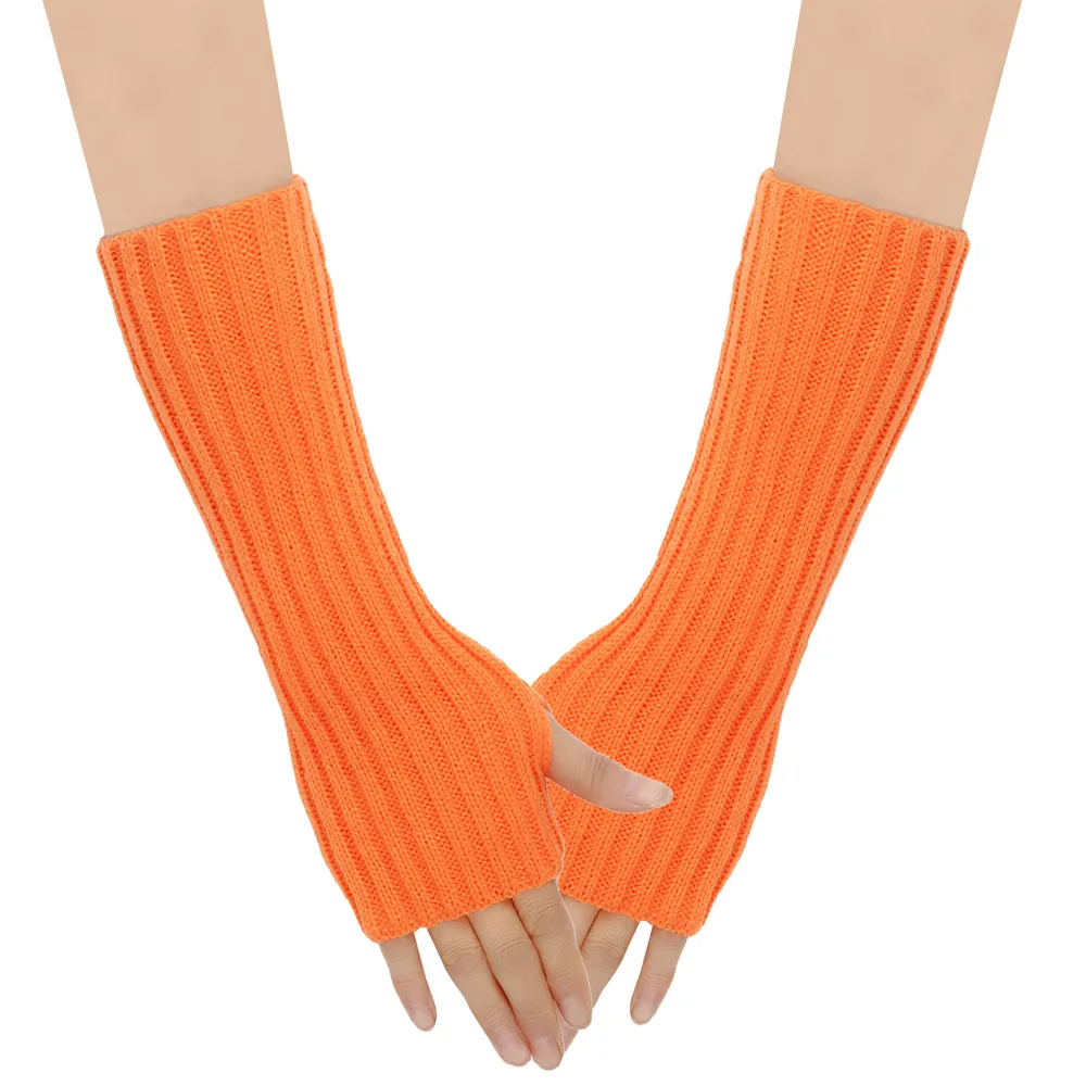 winter knit long arm warmer fingerless gloves mittens women fashion long sleeve winter gloves DF283