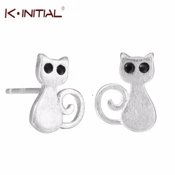 1Pcs Korean 925 Silver Cute Lovely Cat Earrings Jewelry Animal Kitty Stud Earring for women Anti-Allergic Piercing Studs Earring