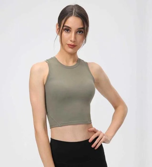 L156 Women039s Tanktops Yogavest Gewatteerde sportbeha Panty Hardlopen Fitness Gymkleding Crop Top Workout Atletisch shirt2783810