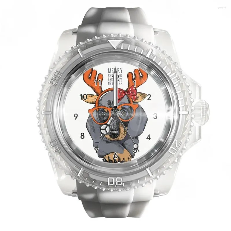 腕時計シリコン透明なホワイトウォッチファッション動物イエローメンズトレンドクォーツ時計