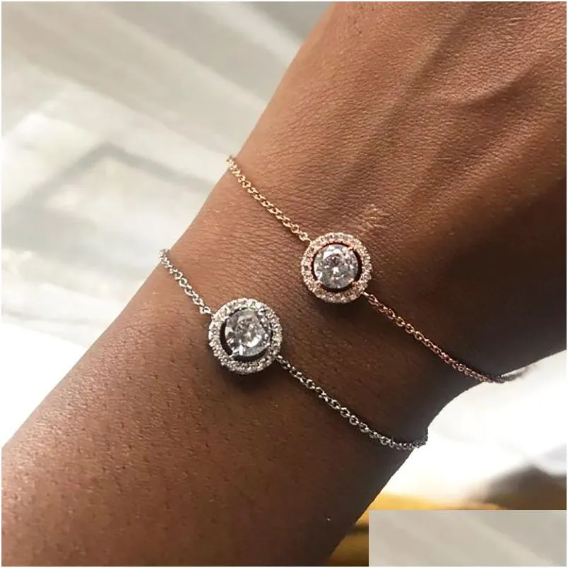 Round Micro Mosaic Cz Crystal Rose Gold Color Bracelet Fashion Austrian Jewelry For Women Sale H165 Drop Delivery Dhgarden Ot49V