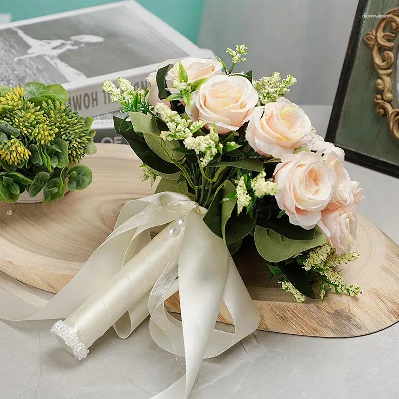 DHgate Artificial Wedding Flowers Bouquet Purple Blue White Rose Holding Natural Looking Perfect for Weddings Parties and Home Decor Wedding Party Events