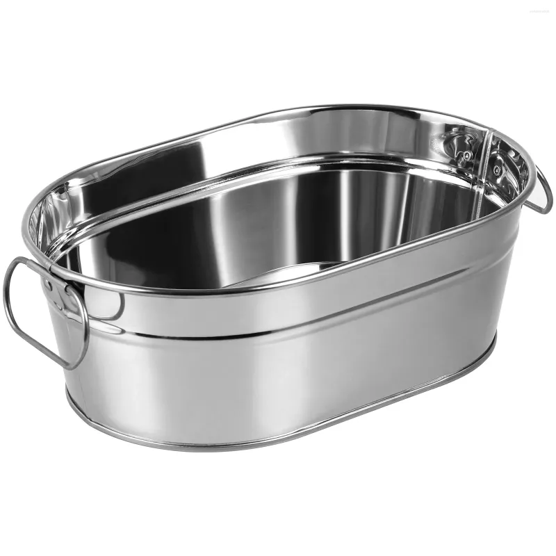 Plates Cold Drink Seafood Bucket Serving Tray Galvanized Metal Tub Stainless Steel Barrel Catering Buffet