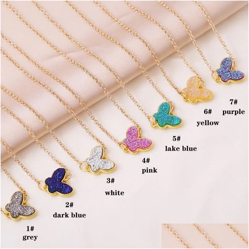 Pendant Necklaces Cute Mticolor Acrylic Butterfly For Women Cocktail Party Statement Necklace Steet Style Korean Fashion Jewelry Drop Dhhio