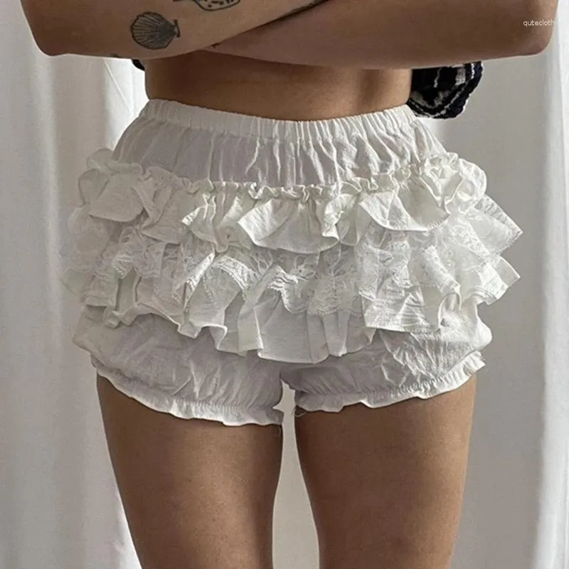 Women's Shorts Cottage Fairy Y2K Bloomers 90s Vintage Lace Ruffles Multi-layers Japanese Loungewear Retro Women Cutest Pumpkin Pants