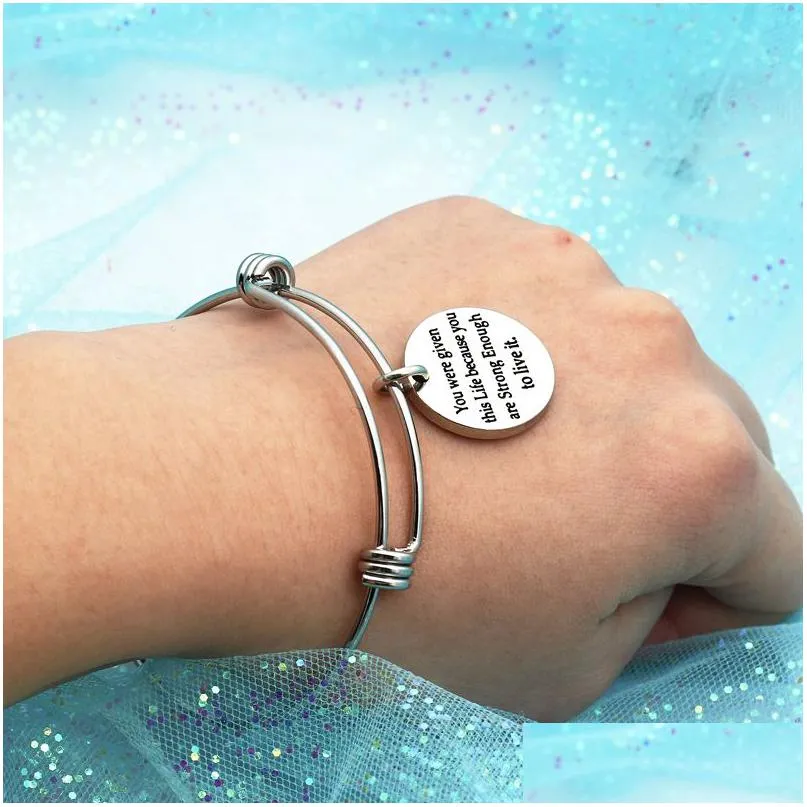 Charm Bracelets Top Quality Stainless Steel Expandable Wire Women Inspirational Faith Charms Friendship Bangle Jewelry Bestfriend Gift Dhbyt