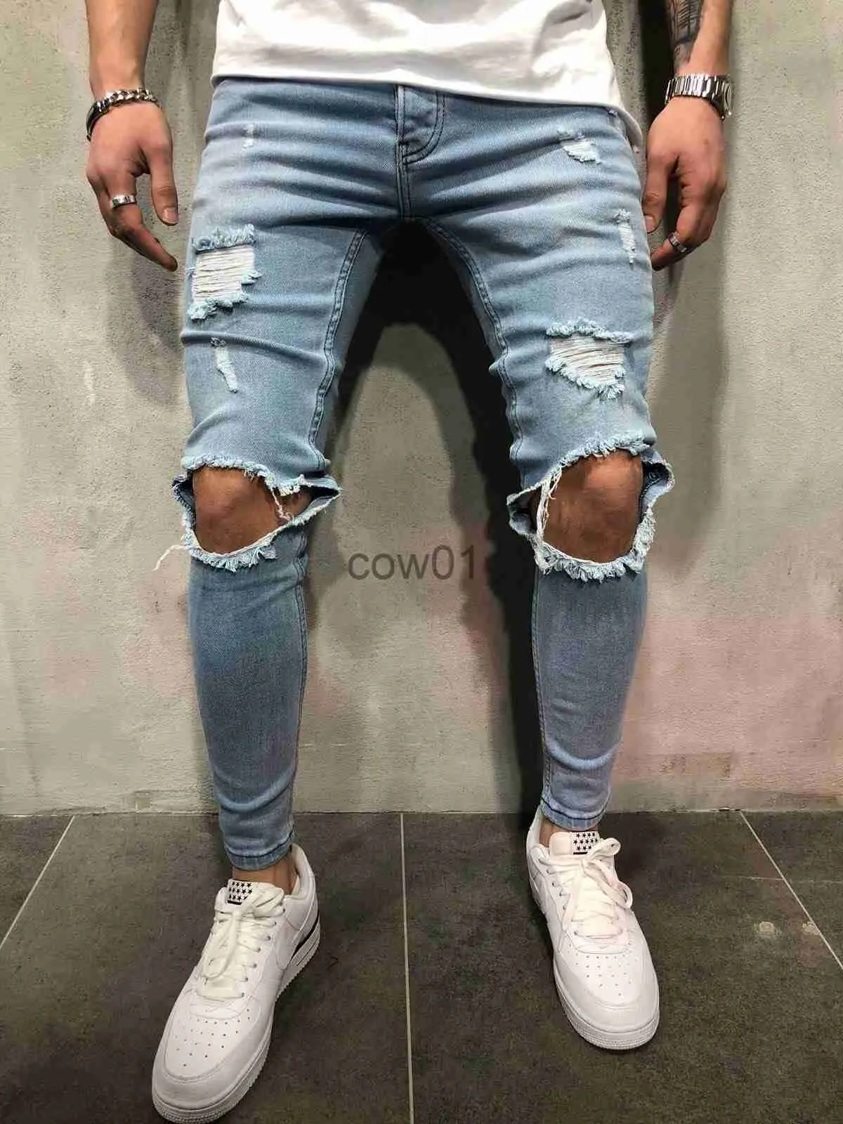 Men's Pants Jeans pour hommes mode maigre déchiré Denim pantalon Biker haute qualité mâle mince décontracté hommes pantalon Hip Hop Jogging jean homme J231028