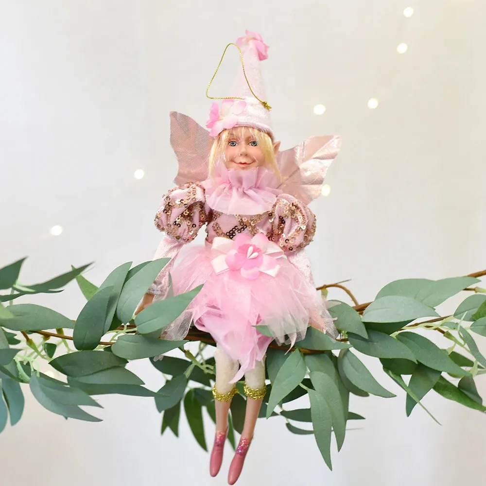 Juldekorationer Fairy Tree Decoration Elf Home Decor Handmased Doll Angel Hanging Bauble med Wings 231027