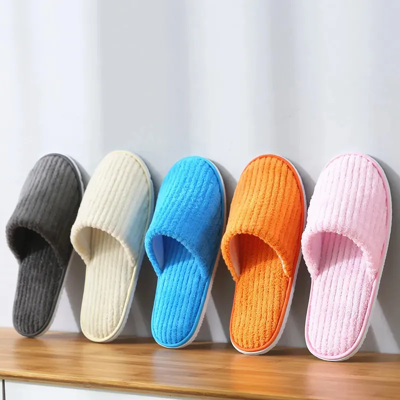 Slippers 5 Pairs Winter Slippers Men Women el Disposable Slides Home Travel Sandals Hospitality Footwear One Size on Sale 231027