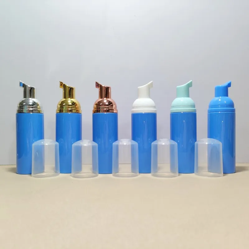 blue cleansing foam mousse bottles 60 ml foaming bottle pressing plastic bottle 2oz for eyelash shampoo