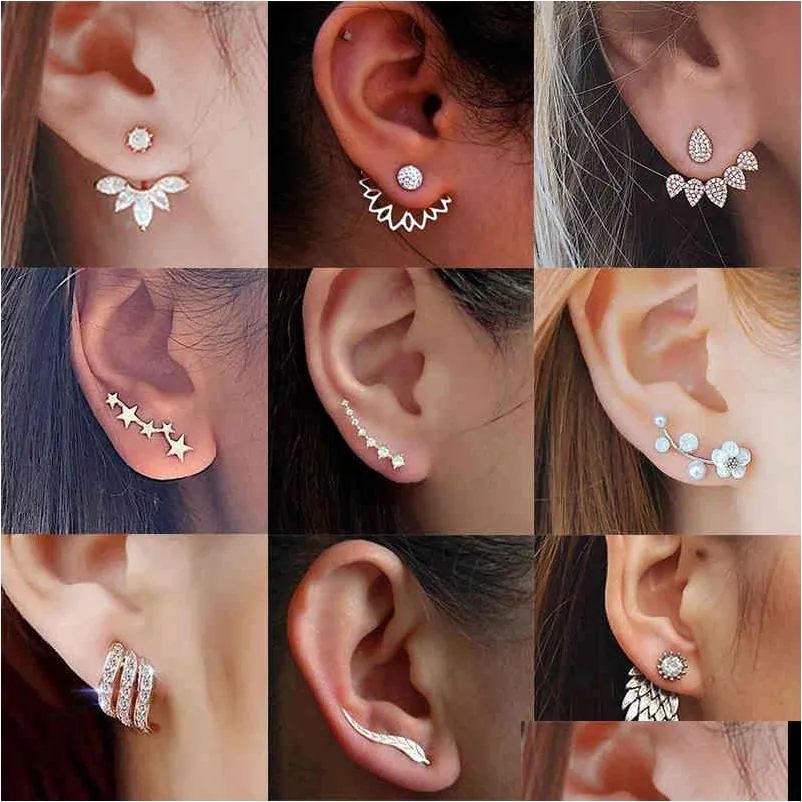 Crystal Flower Stud Earrings For Women Fashion Jewelry Gold Sier Rhinestones Earring Gift Drop Delivery Dhgarden Otk0J