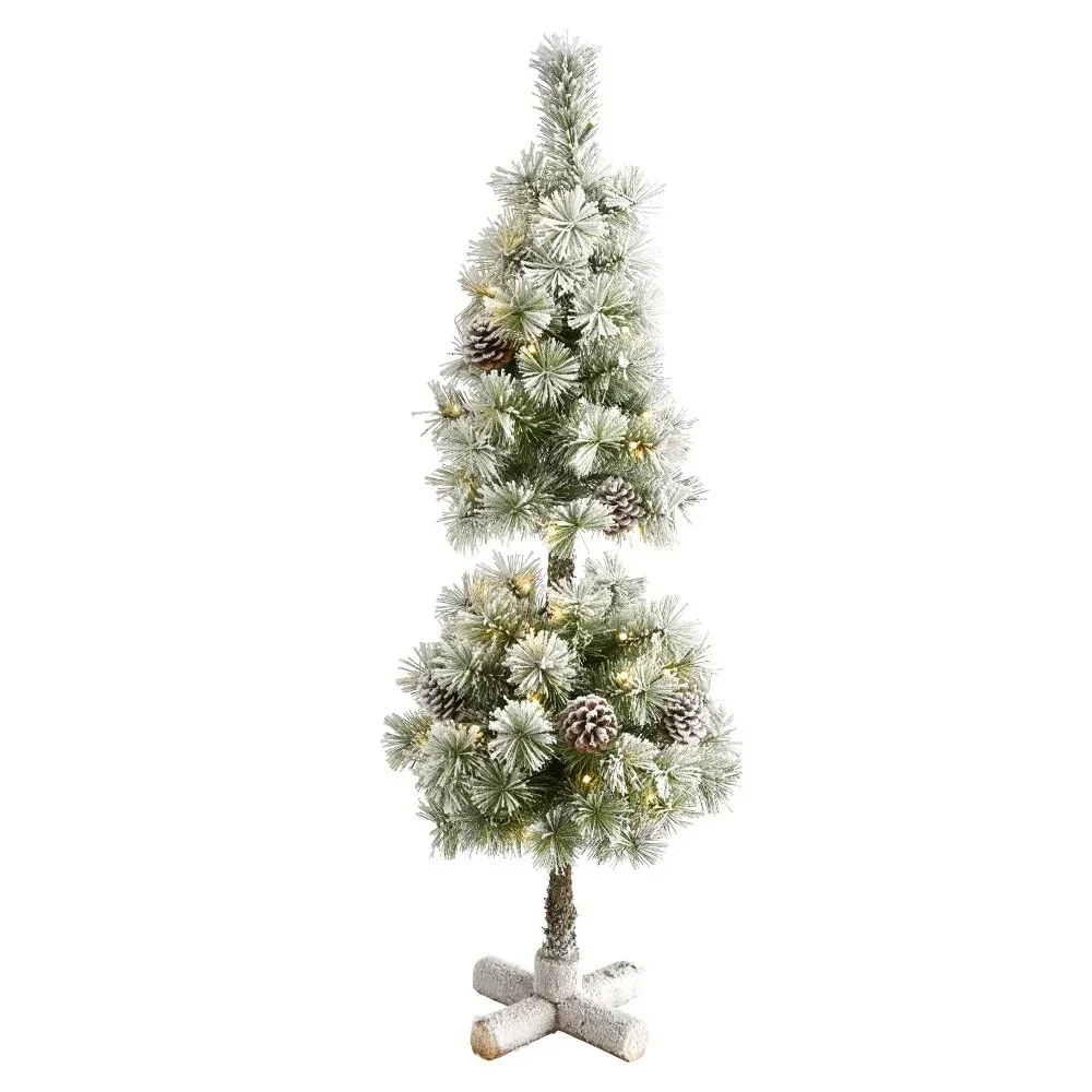 Other Event Party Supplies 3' Flocked Artificial Christmas Tree Topiary with 50 LED Lights and Pine Cones mini christmas tree christmas ornaments 231027