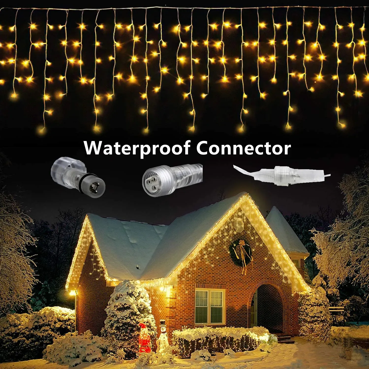 Decorações de Natal Guirlanda de rua na casa Decorações de Natal Enfeites LED Festoon Icicle Cortina de luz Droop 0,5 / 0,6 / 0,7M Plug UE Ano 231027