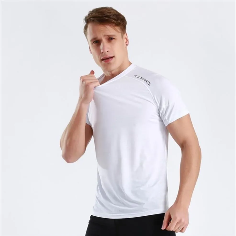 Vêtements T-shirts T-shirts été hommes sport Fitness course Yoga manches courtes noir blanc bleu foncé gris249y