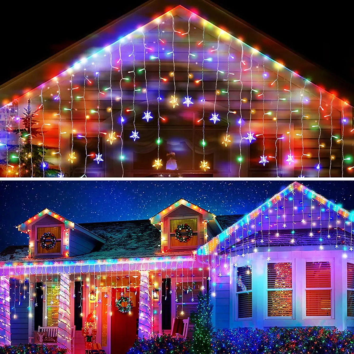 クリスマスの装飾クリスマスデコレーションライト屋外20m 864 LED STREET GARLANDS ICICLE LIGHTS OUTDOOR WASTROOF CARTAN FAIRY STRING LIGHT 231027