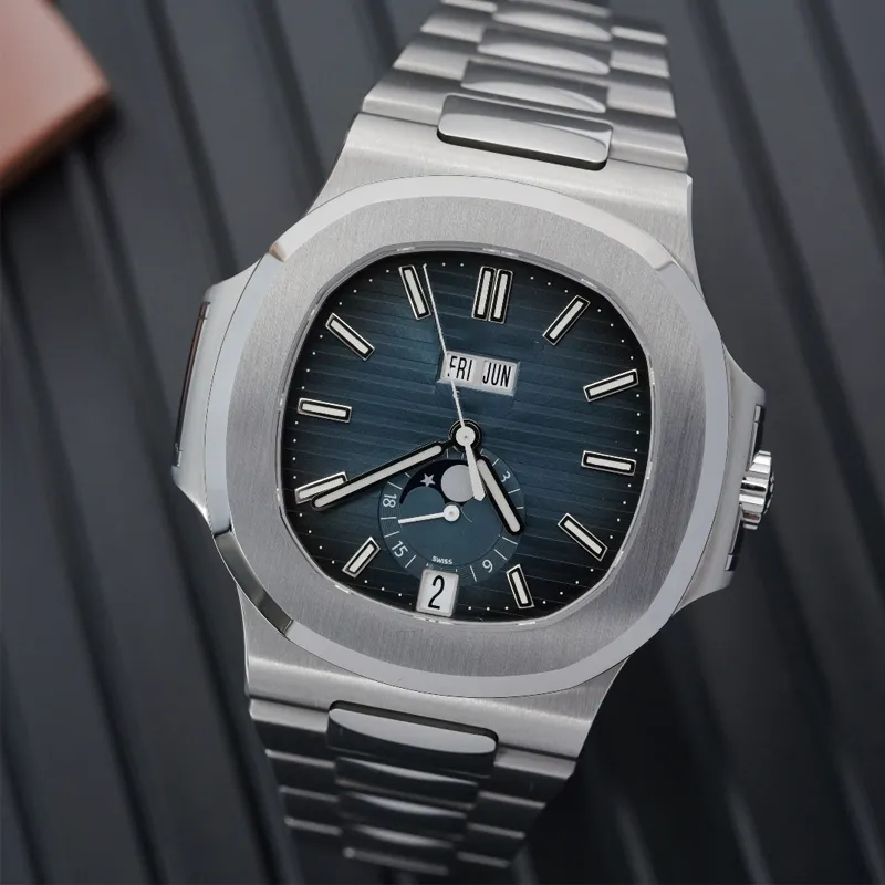 Męskie zegarek luksusowy papuga słońca księżyc 40 mm automatyczny przezroczysty ruch mechaniczny składanie klamra elegancka sportowa projektant zegarków montre de lukse aaa