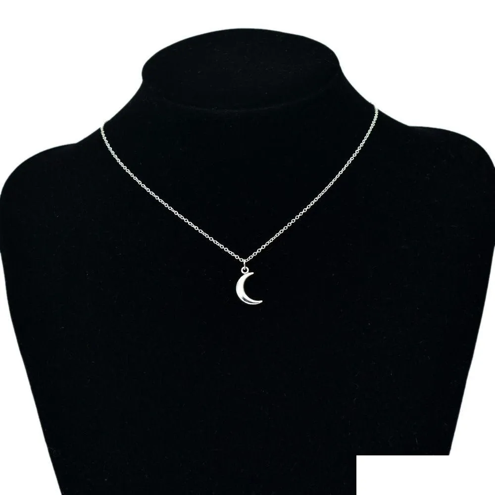 Correntes bonito lua pingente colares para mulheres bohemia sier cor cadeia gargantilha colar simples jóias bijoux colares gota entrega caneta dhyat