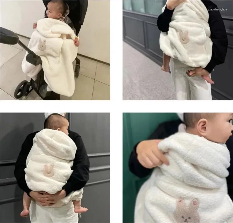 Filtar flanell baby filt korall fleece barnvagn täcker söt björn vinter vindtät barn spädbarn tupplur varm täcke swaddle wrap