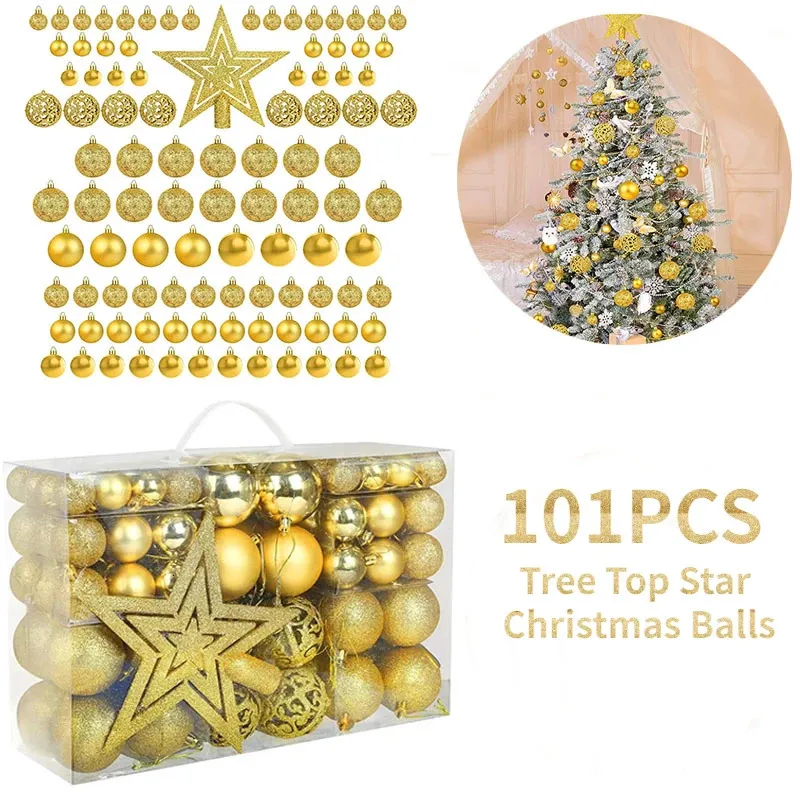 Outros suprimentos para festas de eventos 101pcs bola de Natal estrela 6cm /3cm plástico oco fosco enfeites de bola de Natal decorações de árvore de Natal para festa de Natal 231027