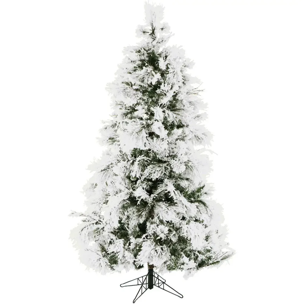 Andere evenementen Feestartikelen 40Foot Snowy Pine Flocked Slim Christmas Tree No Lights FFSN0400SN Kerstboom kerstversiering 231027