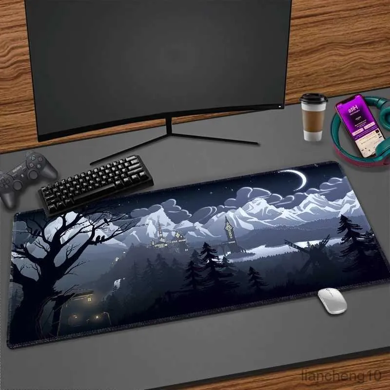 Mouse Pads Wrist Minimalist Castle Forest Mouse Pad Large Pc Gamer Office Accessories Mousepad 900x400 Gamer Keyboard Desk Mat Mouse Mats R231028
