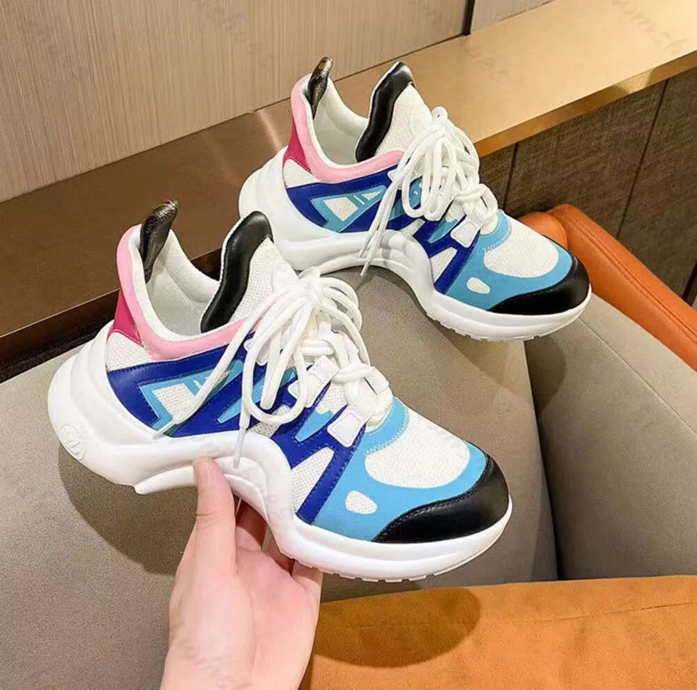 High Design Brand Arch Archlight Casual Shoes Quality B22 Women's Bare Calf Leather Platform Color Block Men Sneakers 5500