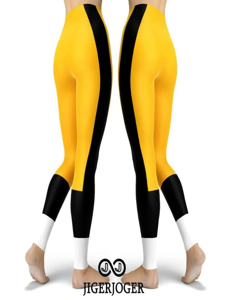 Jigerjoger calças de yoga esporte leggings hóquei equipe futebol leggings cb men leggins ginásio treino calça amarelo preto branco patches3175352