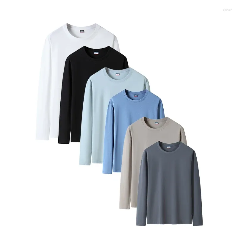 Men's T Shirts 6pcs/lot High Quality T-Shirts Long Sleeve Casual Cotton Top Tshirts Male Solid Basic Tee Shirt Oversized 6XL Clothing