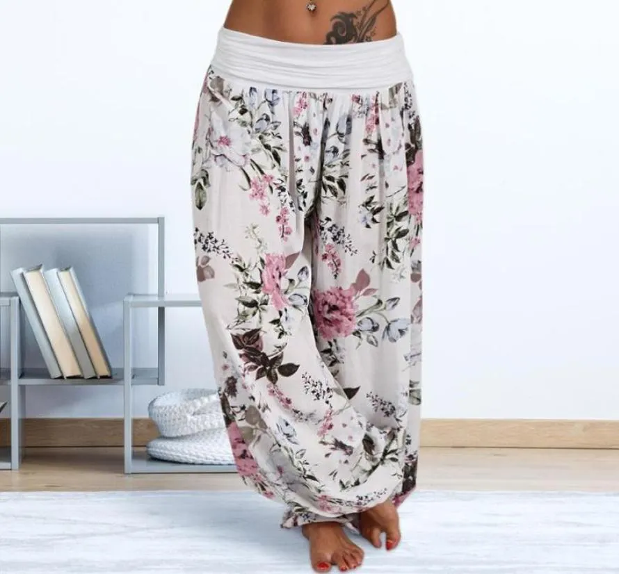 Calças de yoga soltas mulheres fitness calças largas baggy boho harem legging mulher esporte impresso yoga2456756