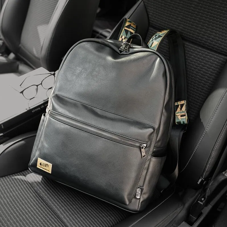 Sacs à bandoulière pour hommes Sac à dos de loisirs en cuir rembourré populaire de cette année Joker couleur unie sac à main pour hommes atmosphère simple sac d'ordinateur de mode noir 3798 #