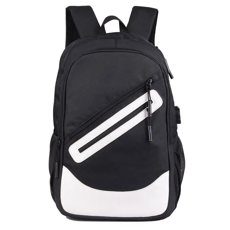 Wodoodporny duży plecak torebki laptopa czarne plecaki Man Travel Teenbager Bookbag Oxford USB Charger Mężczyzna Mochilahi294S