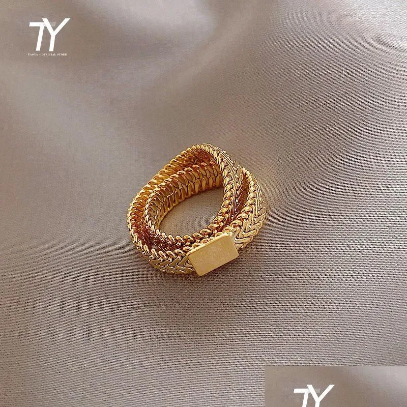 Design Sense Gold Snake Bone Chain Double Layer Rings For Woman 2021 New Korean Jewelry Party Fashion Girls Unusual Gothic R Dhgarden Otqiy