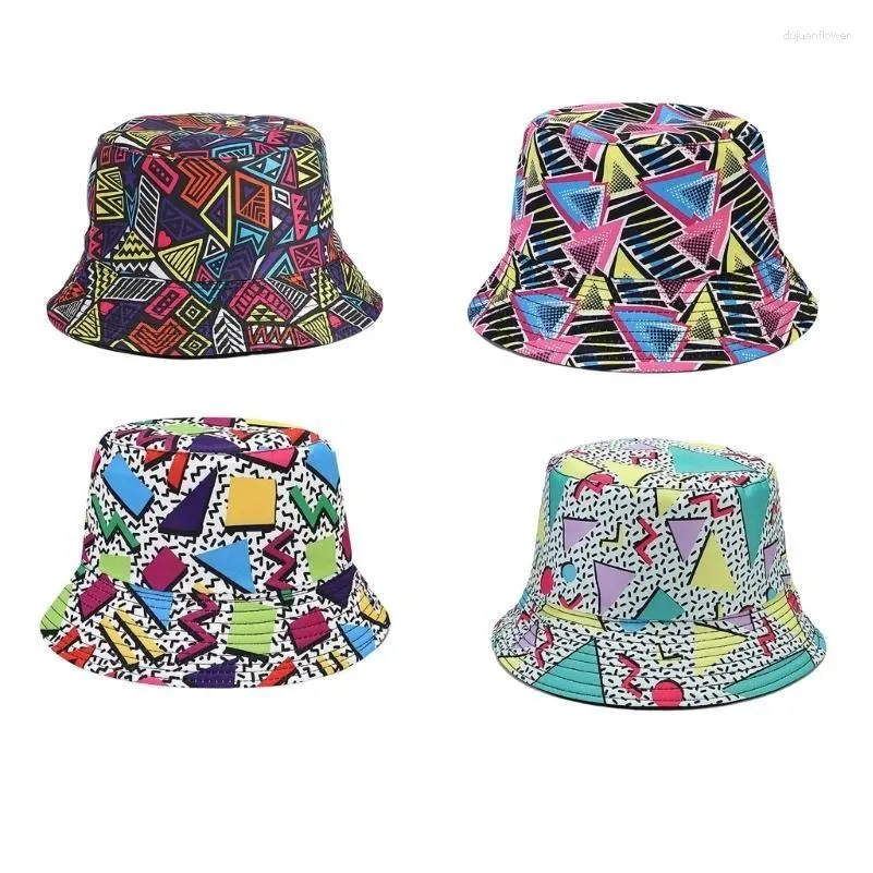 Berety berety 80s 90s kubełko geometryczny podwójny kloche rybakowy sunhat letni kropla dostawa mody HATS, szaliki otdbp