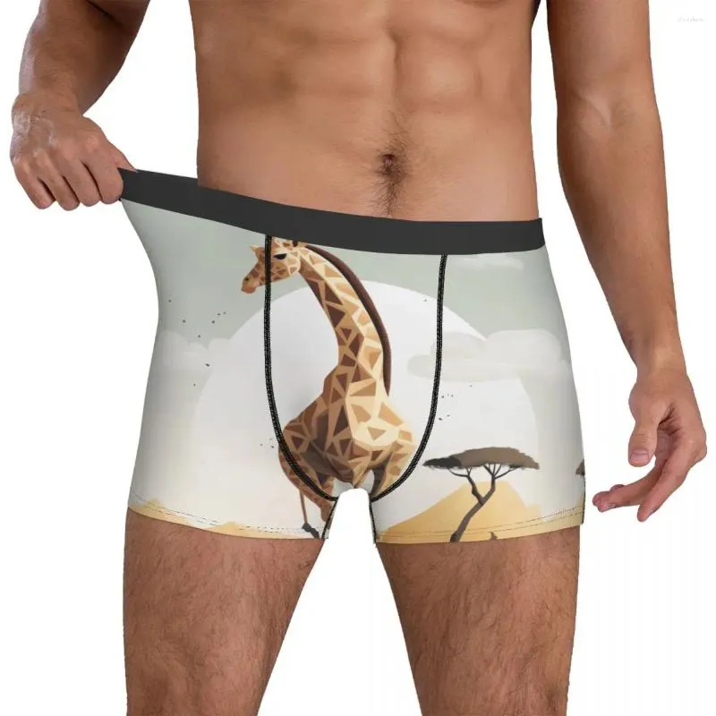 Underpants Giraffe Underwear Detailed Illustrations Nature Printing Trunk High Quality Men's Cute Shorts Briefs Gift