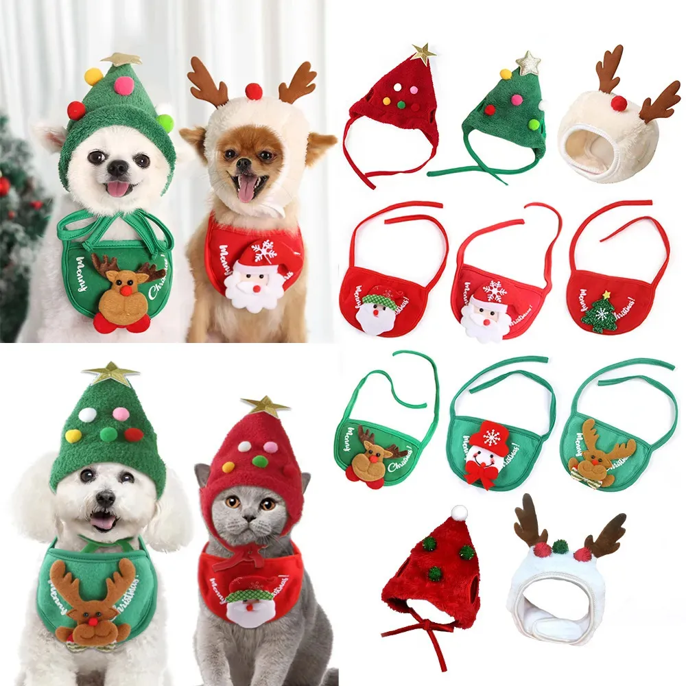 Anderer Katzenbedarf Weihnachtsmütze für Haustiere, süßes Geweih, Speichelhandtuch für den Hund, hübsches Design, Herbst- und Winterkleidungszubehör 231027