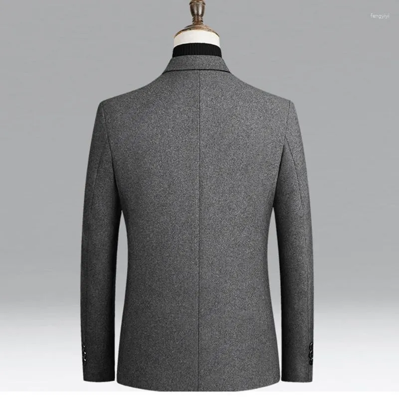 Herrenanzüge Herren-Blazer Casual Business Herren Zwei Knöpfe Revers Herbst Winter Langarm Wollanzug Mantel Arbeitskleidung Schlanke Männliche Formale