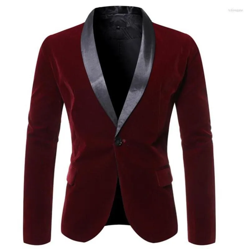 Costumes pour hommes Hommes automne hiver coréen costume hommes velours veste grande taille hôte spectacle décontracté contraste couture vêtements Traje De Hombre