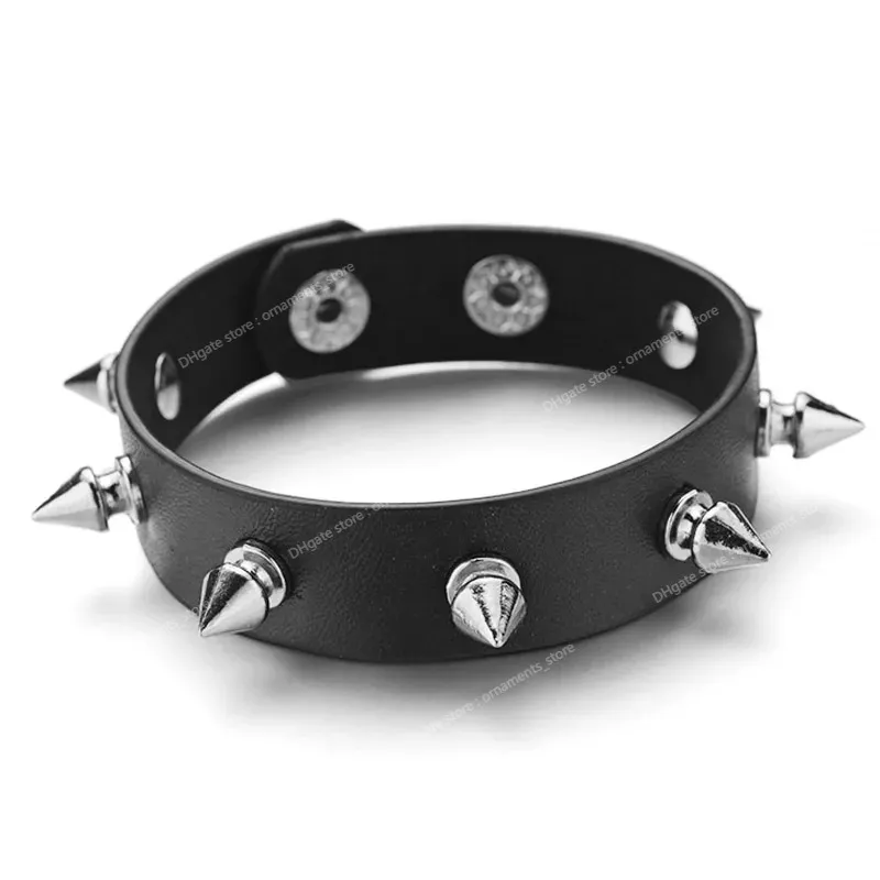 Benzersiz sivri bilezik tek sıra başak perçin punk gotik kaya unisex bilezikler bilezik moda mücevher manşet bilek bandı s415 moda mücevherbracelets başak