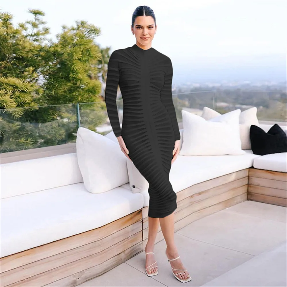 Designer Knitted Dresses Women XS Fall Winter Long Sleeve Sweater Dress XS Casual Solid Knitting Dress Home Party Wear Bulk Items Wholesale Clothes 10294