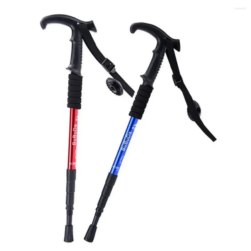 Trekking Poles 4 Section Folding Wear-resistance Foldable Crutches Light Weight Multifunction Walking Stick Mountaineering