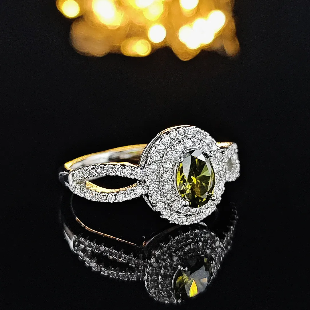 Bague de luxe pour femmes, ellipse ovale incrustée de moissanite jaune, bagues en diamant, bijoux plaqués PT950, cadeaux de fiançailles pour petite amie, bague de mariage 1874