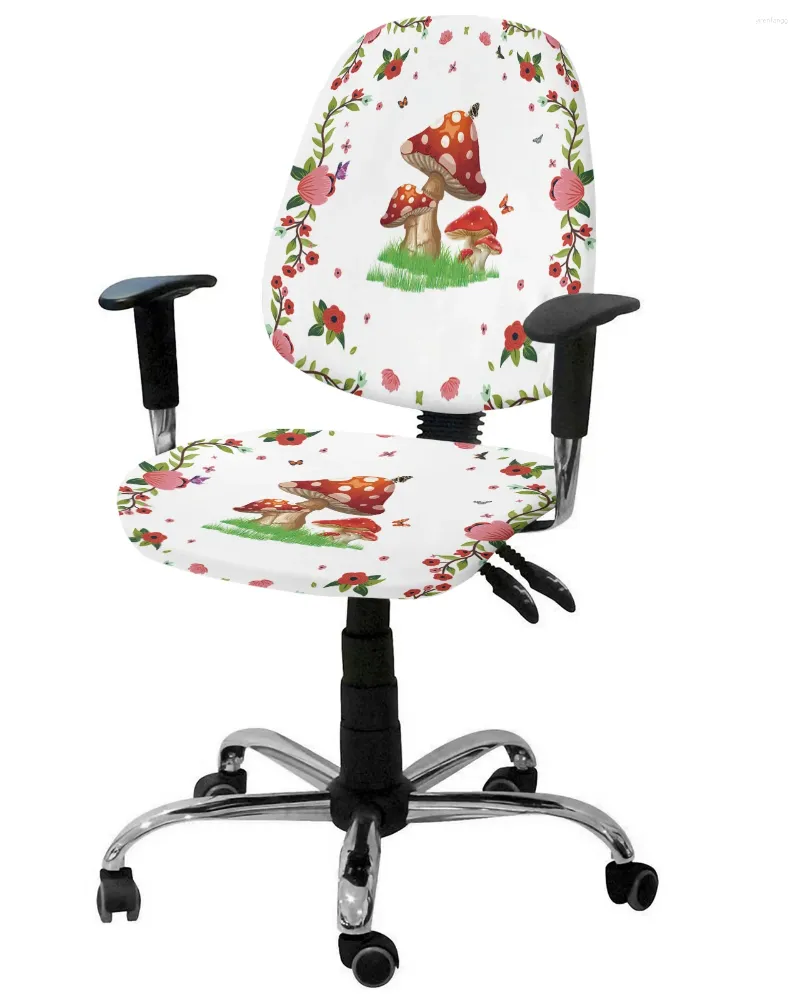 Chair Covers Flower Butterfly Mushroom Elastic Armchair Computer Cover Stretch Removable Office Slipcover Split Seat